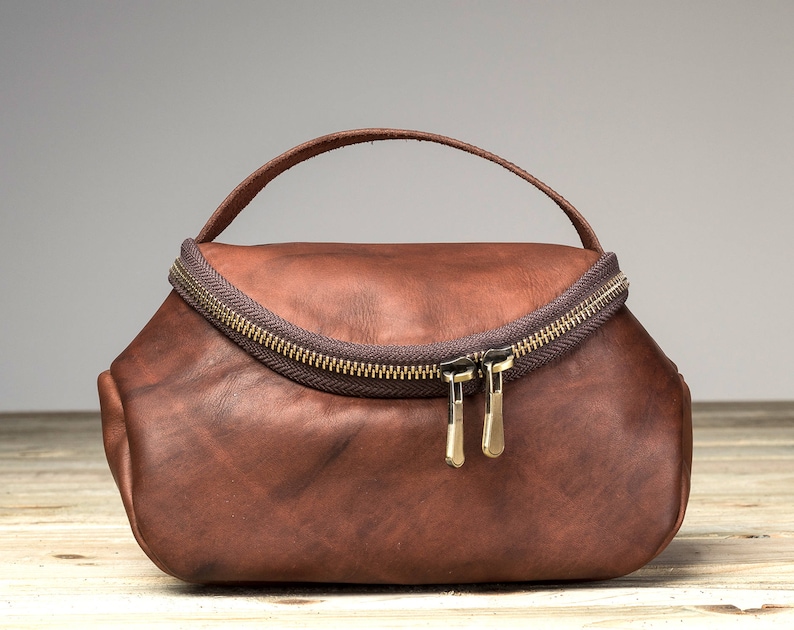 personalised leather cosmetic bag