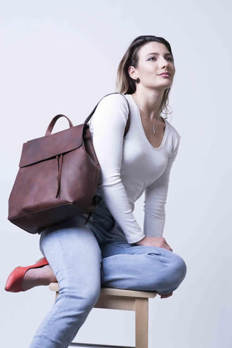 Women Leather Backpack, Women Leather Brown Backpack, Mother's Day Gift,Handmade by Real Artisans image 7