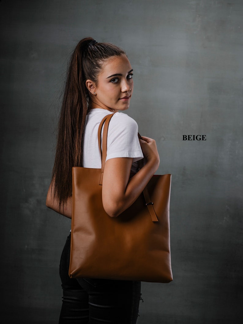 Limited Edition Leather Tote Bag, Women's Leather Tote Bag, Women's Gift Birthday, Summer bag, Computer Bag, Laptop 15''Hand Bag image 10