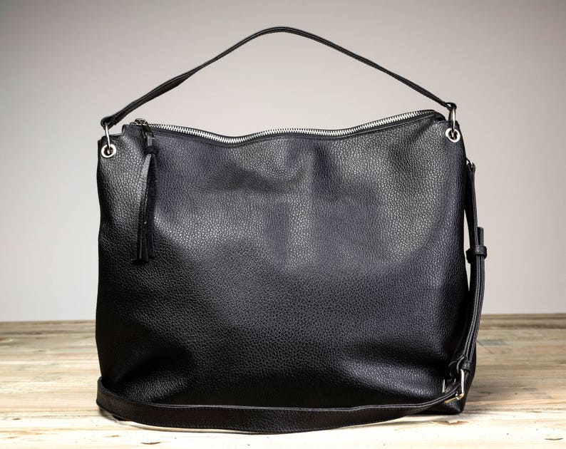 Leather Crossbody Bag Hobo Leather Bag Black Leather Hobo - Etsy