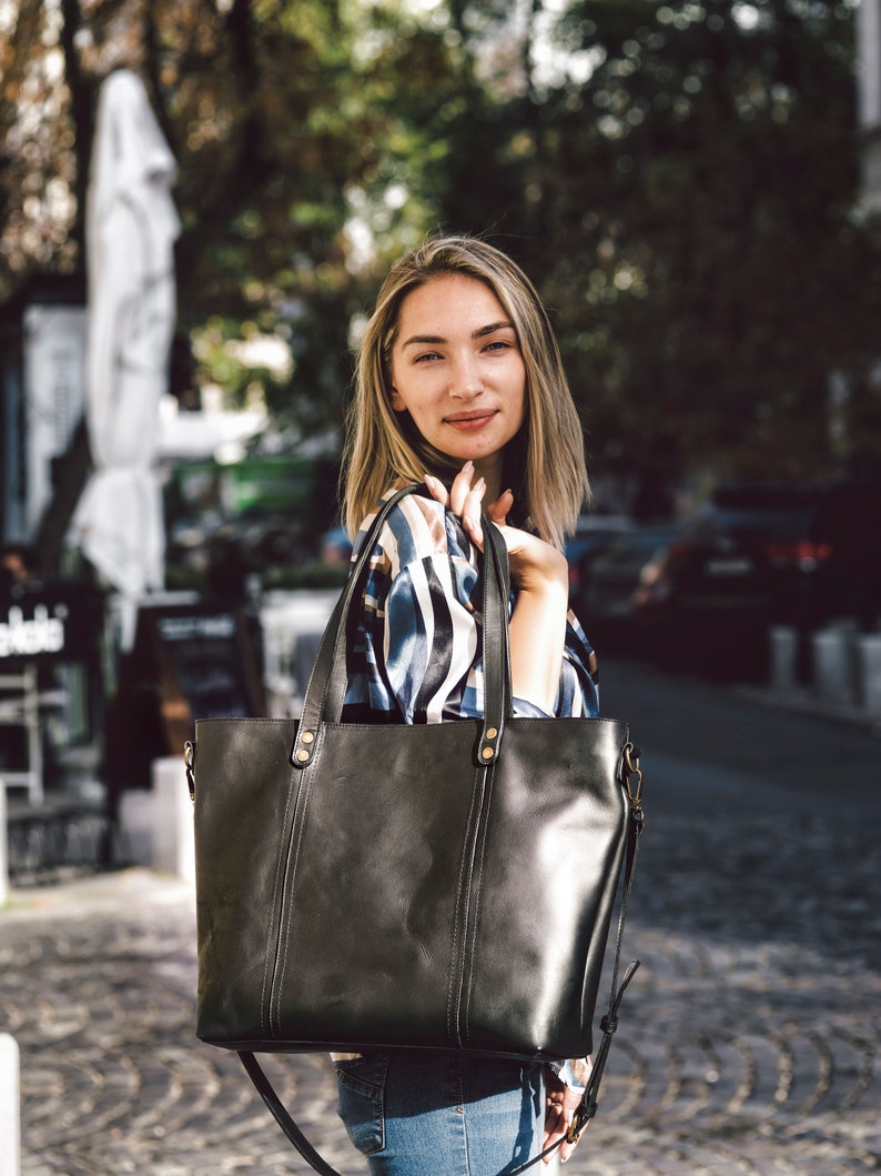 Leather Shopper , Carryall Shopper, Shopping bag, Mothers Day, Brown Leather Tote Bag For Women image 9