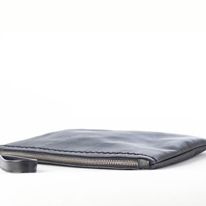Cartera de mano de cuero negro, Cartera de mano de cuero negro imagen 4