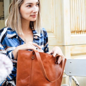 Leather Shopper , Carryall Shopper, Shopping bag, Mothers Day, Brown Leather Tote Bag For Women image 10