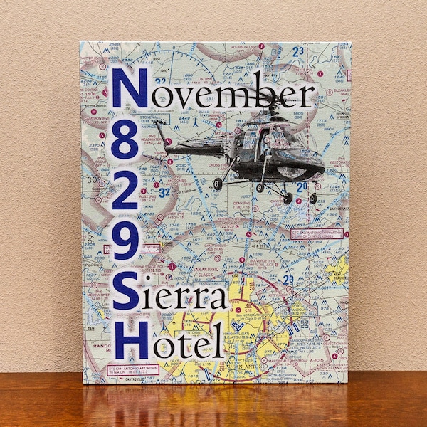 Custom Canvas Wrap featuring YOUR N-number, YOUR Aeronautical Chart, and (opt) YOUR Aircraft.  Great gift for your Pilot!