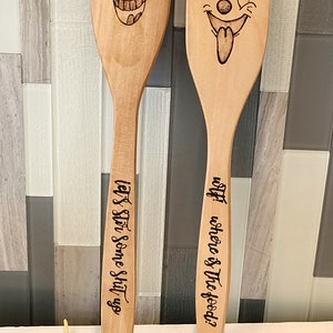 Wooden spoons/funny designs /personalized/pyrographed utensils/hand burned/wtf quote