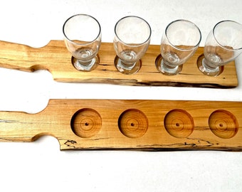 Beer flight paddle, Tasting paddle, 4 glasses flight, Beer tray, Gift for Men