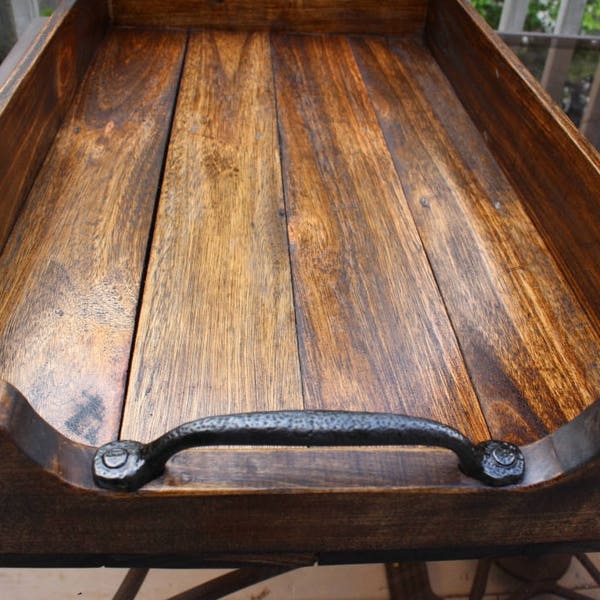 Large Farmhouse Ottoman Tray, one of a kind  wood tray with handles, farmhouse rustic wood tray, wooden tray, gift, housewarming