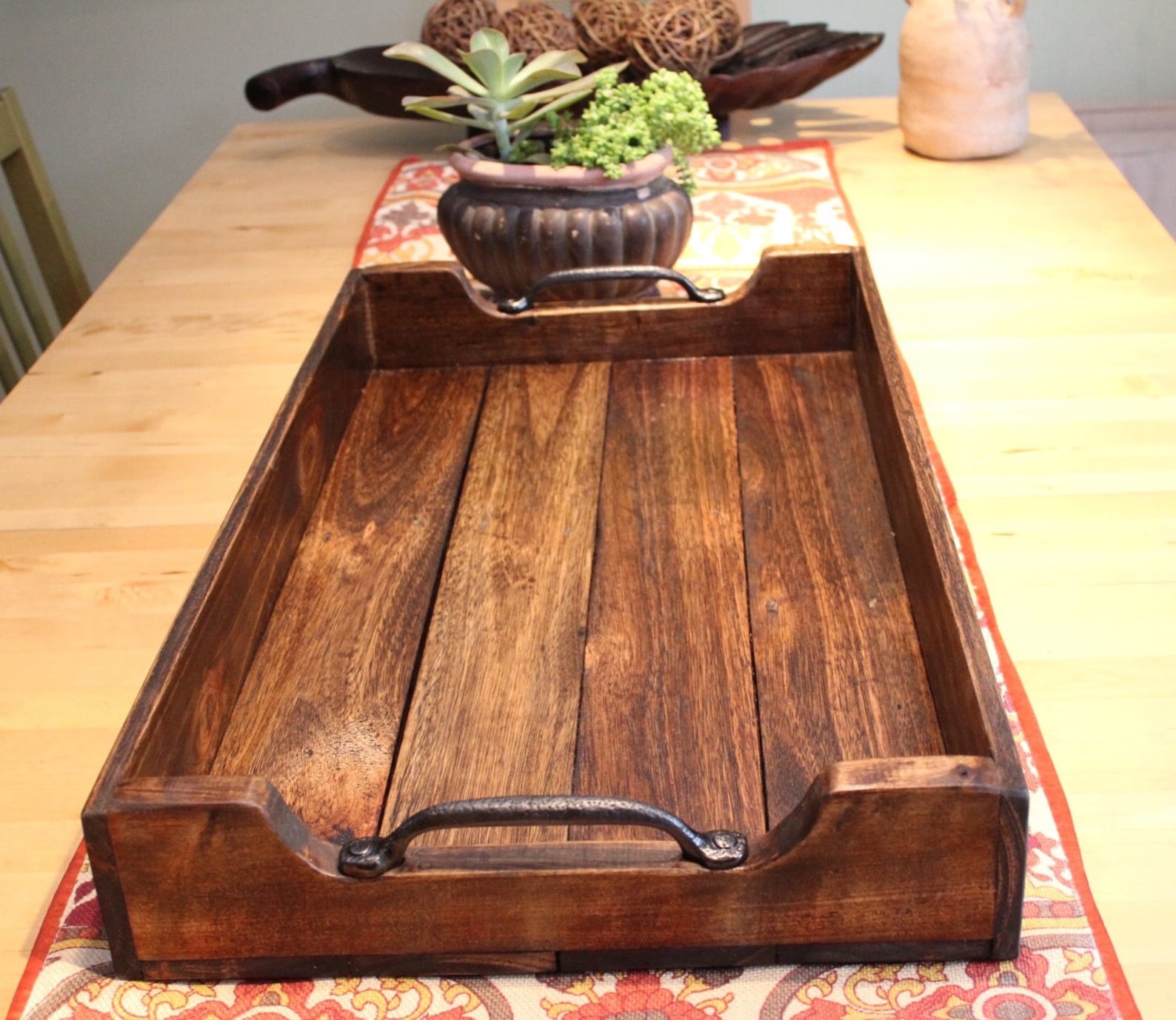 Large Farmhouse Ottoman Tray One of a Kind Wood Tray With Etsy