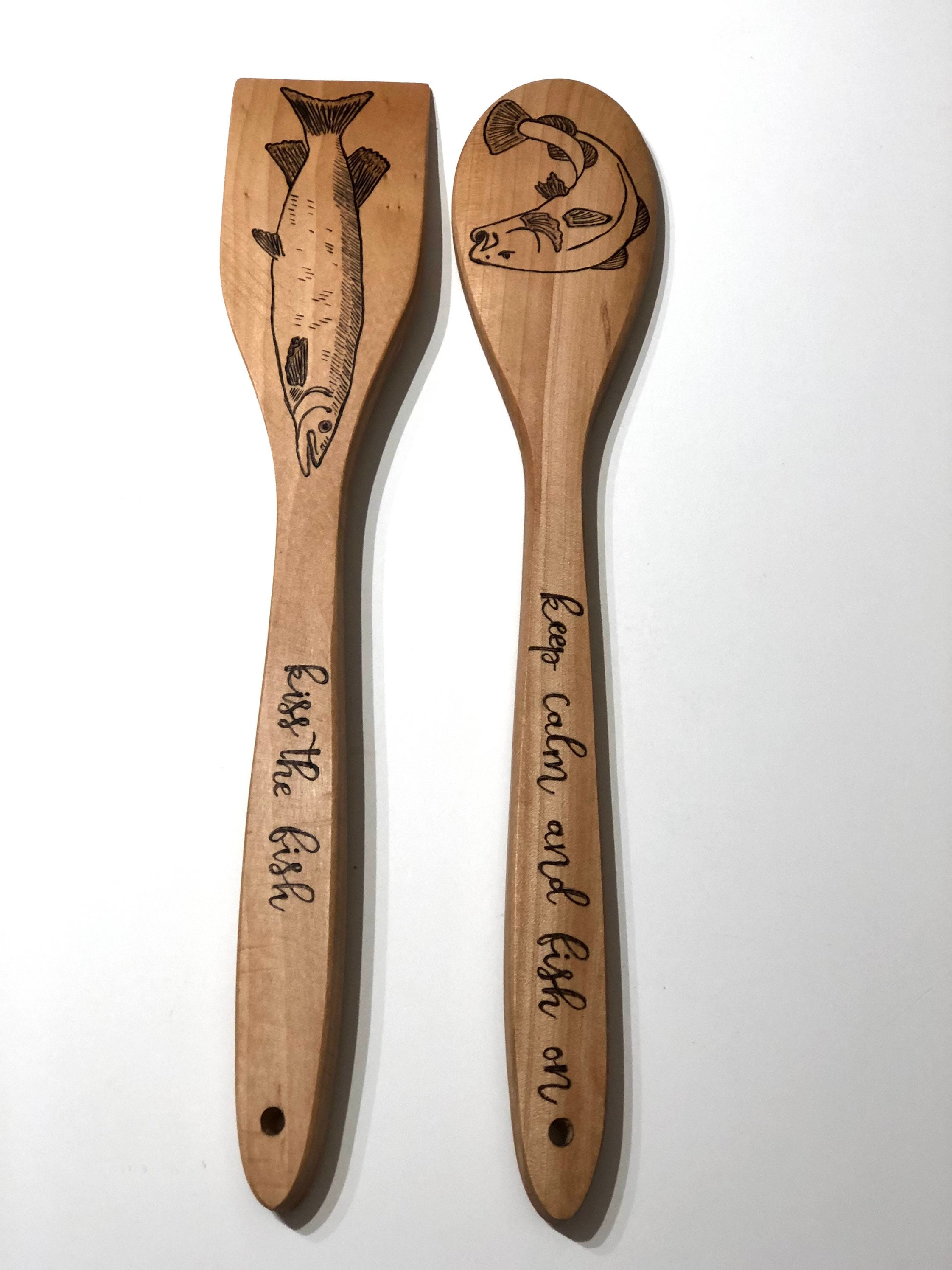 Wooden Spoons/fish-funny Quote Designs /personalized/pyrographed  Utensils/hand Burned/fish Lovers -  Hong Kong
