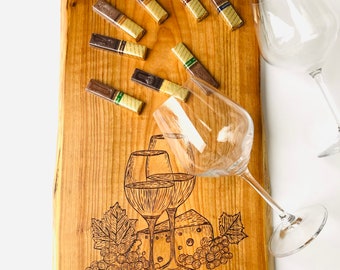 Charcuterie board/ cheese board/ cutting board/ hand burned/ wine and grapes design/housewarming gift, wedding, anniversary, kitchen