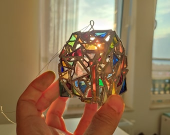 Stained glass house, 3D suncatcher, Christmas tree ornament