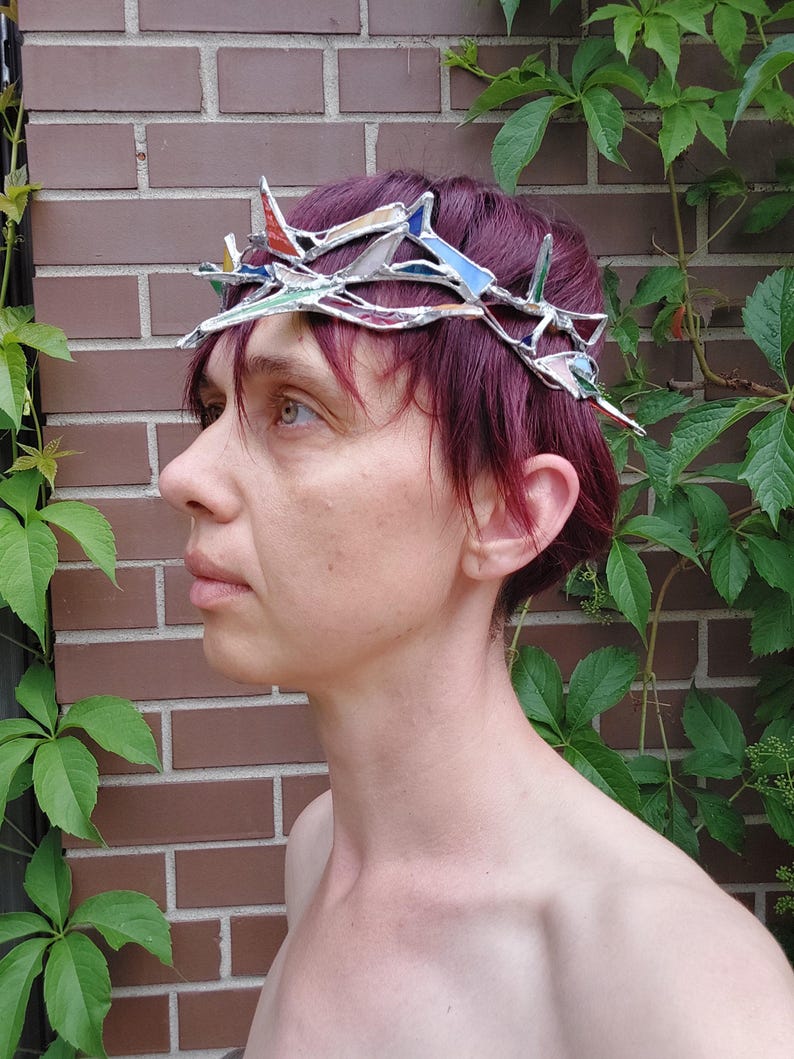 Stained glass crown, stylized crown of thorns image 19
