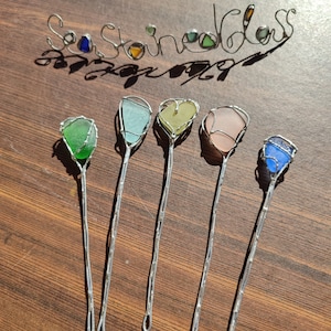 Sea glass bookmarks or hair pins, unique upcycled art, gift for book lover