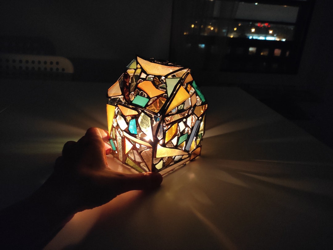 Big Stained Glass House, Candle Holder, Night Light Etsy