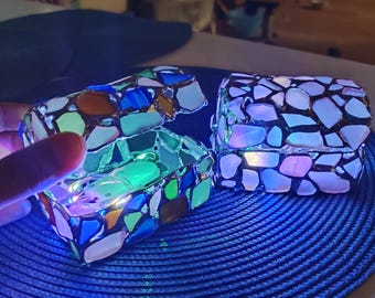 Jewelry box "Treasure chest", stained sea glass (lead-free) upcycled home decor gift idea