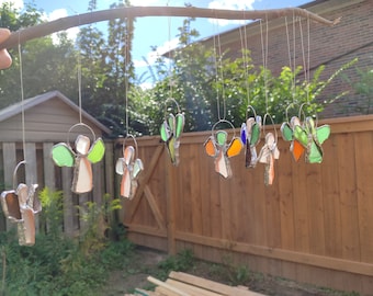 Random sea glass angel, stained glass ornament / suncatcher, cute unique decoration