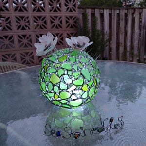 Großer Glas Kaktus + Blume, künstliche Sukkulente, Kaktuslampe Bild 7