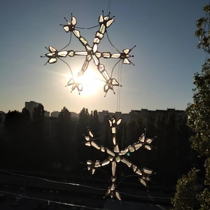 Sea glass snowflake, Christmas tree / home decor window hanging, suncatcher, stained sea glass art