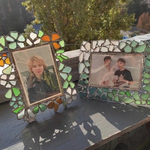 Sea stained glass photo frames, 10*15 cm (6"*4"), made to order, with plastic screen
