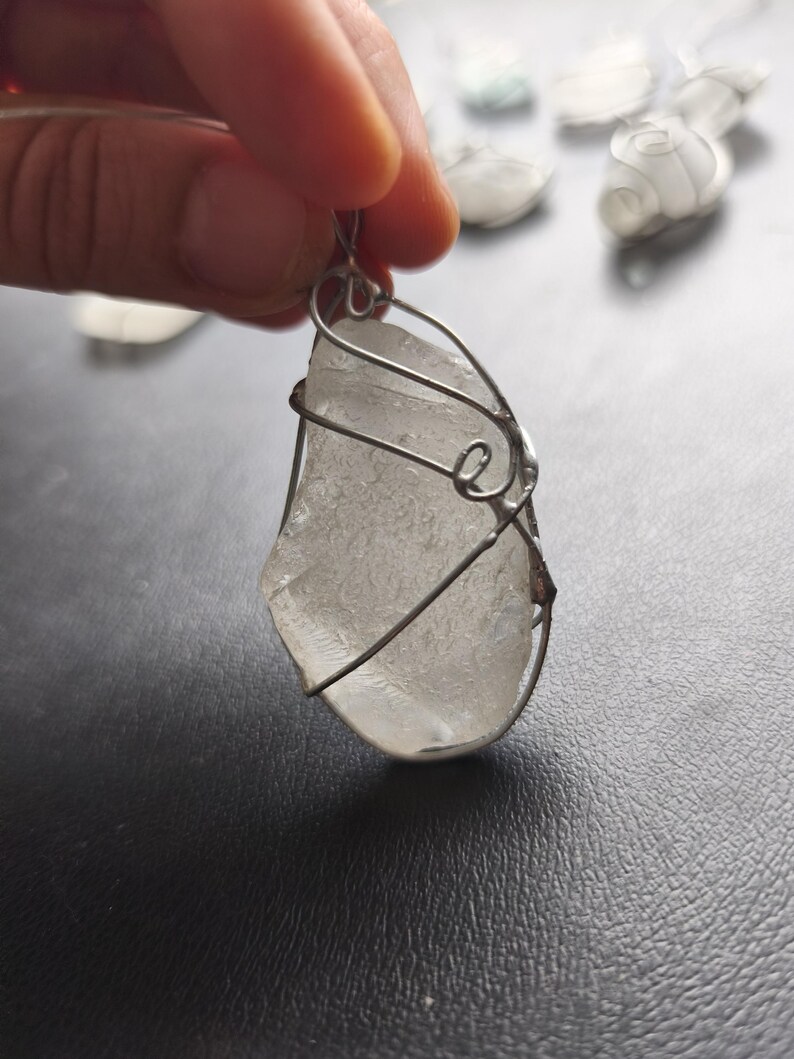 White sea glass ornaments, set of 10 Christmas tree baubles, suncatchers image 3