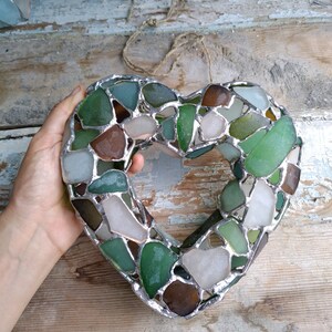 3D heart suncatcher, sea stained glass wreath interior or garden decorative pendant image 8