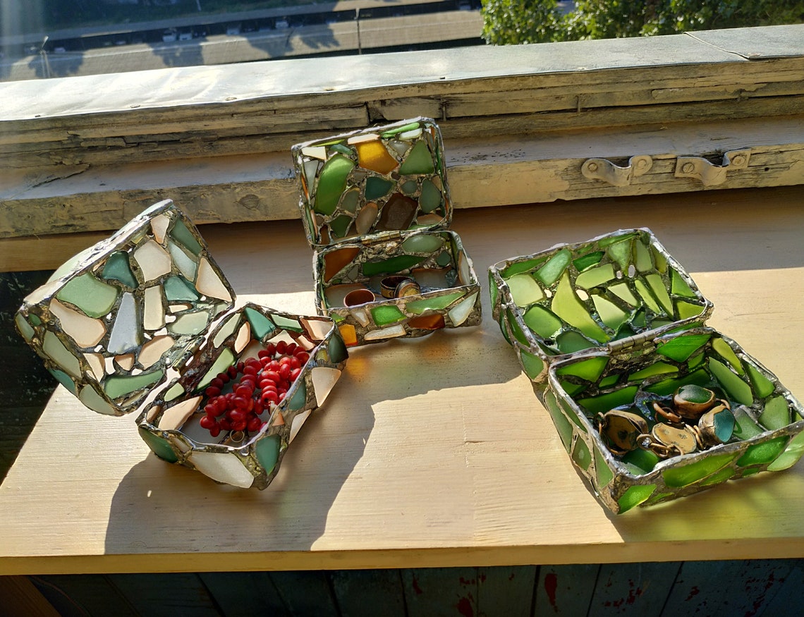 Jewelry box Treasure chest stained sea glass Etsy