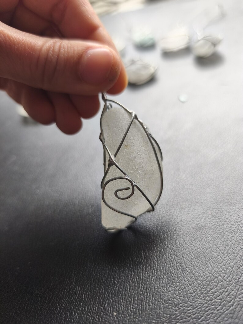 White sea glass ornaments, set of 10 Christmas tree baubles, suncatchers image 9