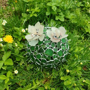 Großer Glas Kaktus + Blume, künstliche Sukkulente, Kaktuslampe Bild 8