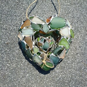 3D heart suncatcher, sea stained glass wreath interior or garden decorative pendant image 7