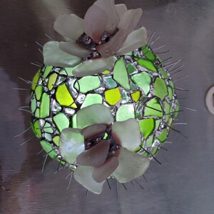 Großer Glas Kaktus + Blume, künstliche Sukkulente, Kaktuslampe Bild 3