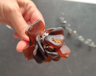 Sea glass brown rose, heavy unique upcycled flowers, fantasy bridal bouquet