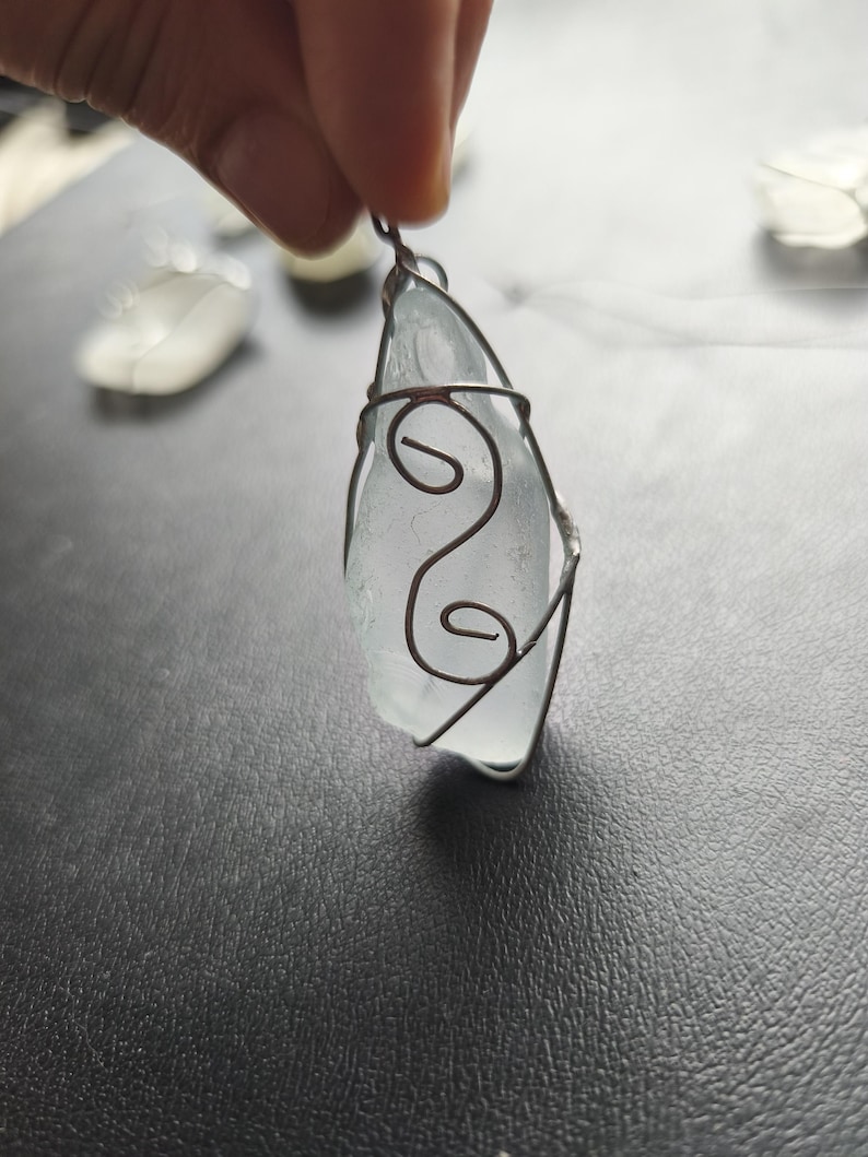 White sea glass ornaments, set of 10 Christmas tree baubles, suncatchers image 4