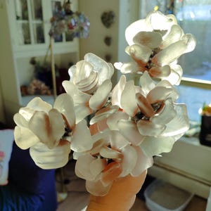 Sea glass white rose, heavy unique upcycled flowers, bridal bouquet