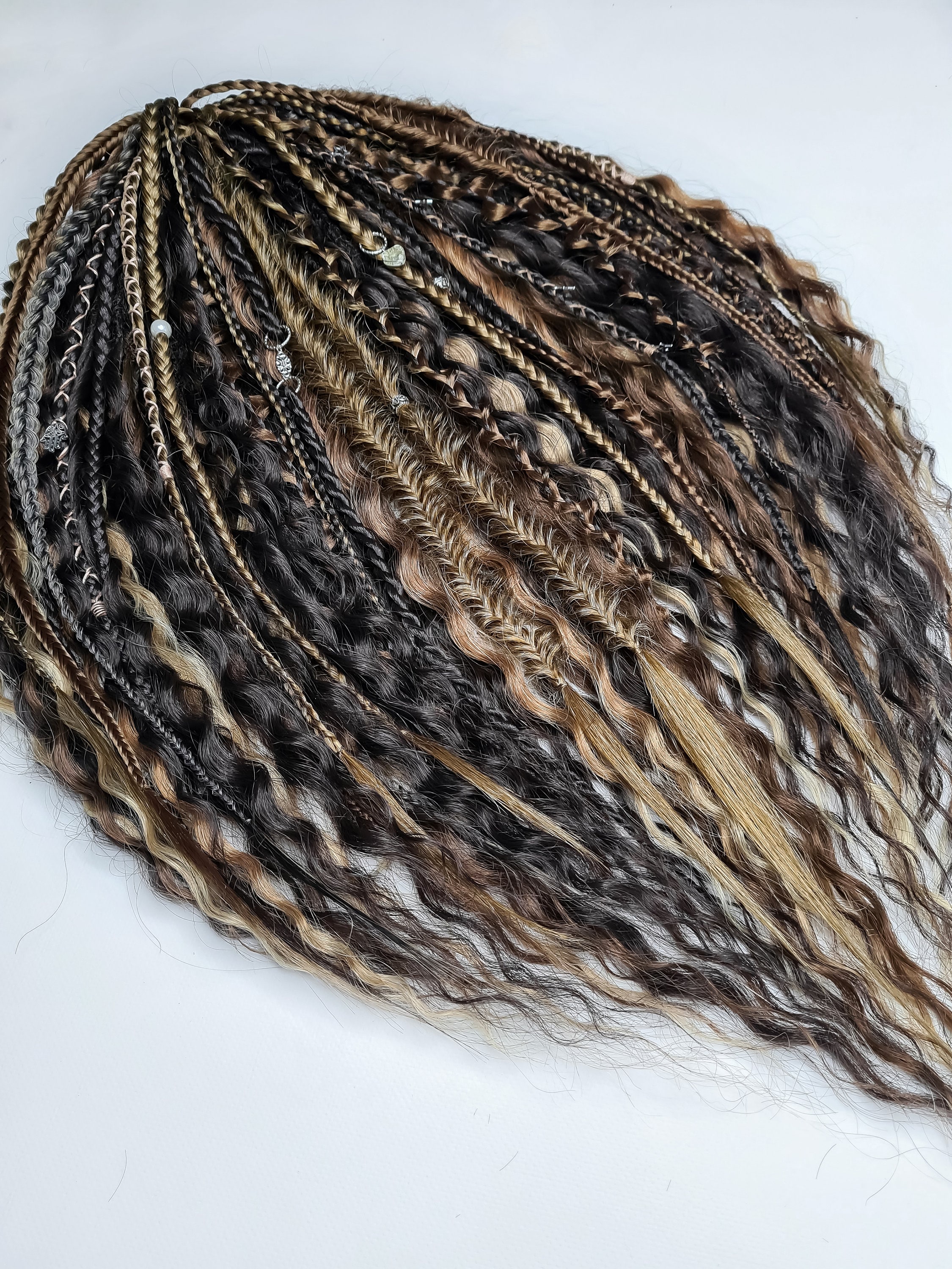 Brown Wavy Dreadlock Extensions Synthetic Crochet De Curly  display picture 2