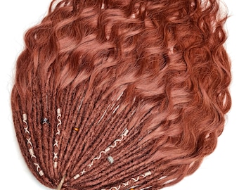 Copper wavy dreads with loose ends / Wavy boho synthetic dreads natural bronze color /DE SE copper dreadlocks extensions / Red hair dreads