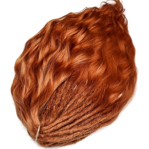 Natural Look Ginger Synthetic DE Wave Dreads / Brushable Curly Loose Dreads / Copper Boho DE Wavy Dread Extension / Synthetic Crochet Dreads