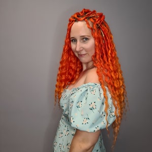 Red Orange Ginger Curly Dreads / Curly Extensions /  Red Wavy Dreads / Curly dreads / Synthetic crochet dreads extensions with loose dreads