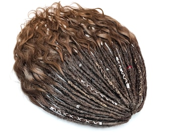 Wavy Dreads Ombre Chocolate Brown to Light Brown With Loose Ends / Wavy Boho Synthetic Dreadlocks Natural Color /DE SE Synthetic Extensions