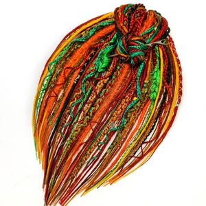 Forest dreadlocks Red, orange & emerald synthetic dreadlock extensions Auburn viking dreads and braids Mix ginger green сrochet boho dreads