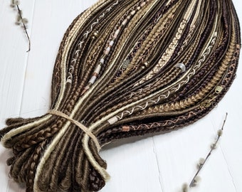Braune Boho Dreadlocks Erweiterungen Mix aus Braun Blond Glatte Doppelende Dreads & Braids Vollständiges Set synthetische Dreadlocks Dünne Verlängerungs Dreads