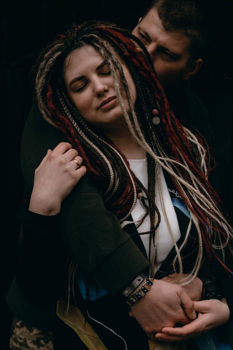 Burgundy boho dreadlocks Mix of double ended dreadlocks, curly dreads and de braids Brown blonde and burgundy dreadlocks Crochet boho dreads image 11