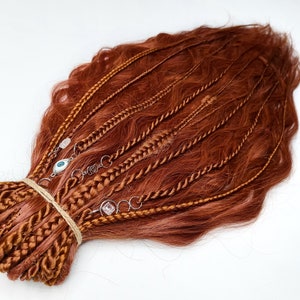 Bright redish orange ginger crochet dreads extensions Boho Ginger Long Pre Braided Wavy Hair Extensions Ginger boho de dreads long loose end
