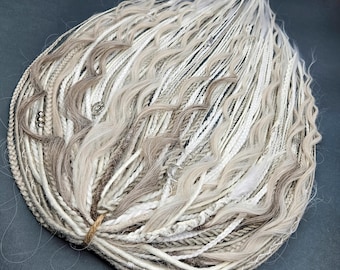 White & Light Gray Synthetic Dreads and braids Ash gray to white blonde ombre DE dreads Custom Dreadlock Extensions Ombre Gray Winter dreads