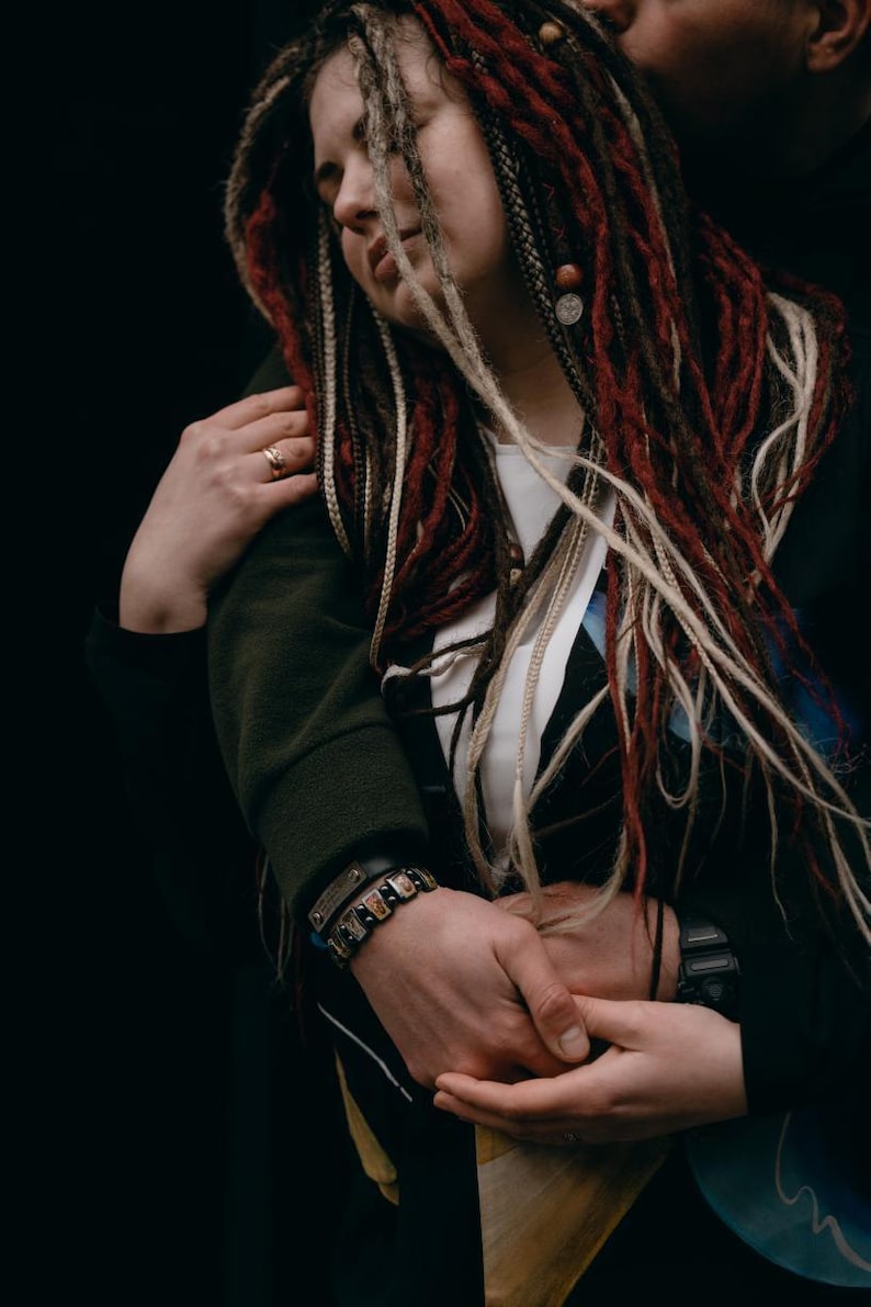 Burgundy boho dreadlocks Mix of double ended dreadlocks, curly dreads and de braids Brown blonde and burgundy dreadlocks Crochet boho dreads image 12