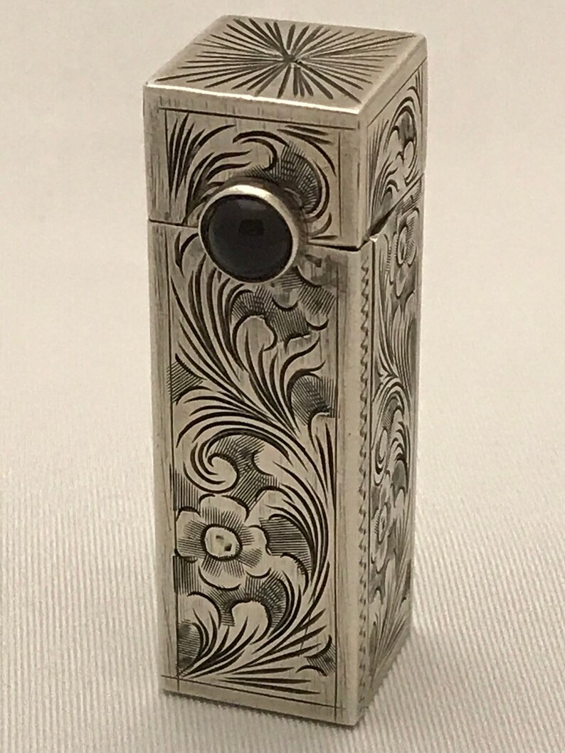 Art Deco Lipstick CompactSilver Engraved Lipstick Case with Etsy