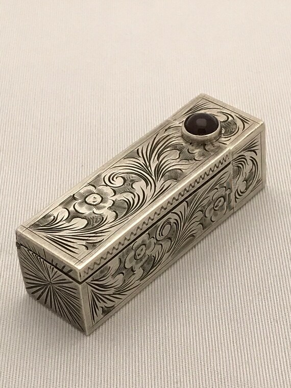Art Deco Lipstick CompactSilver Engraved Lipstick Case with Etsy