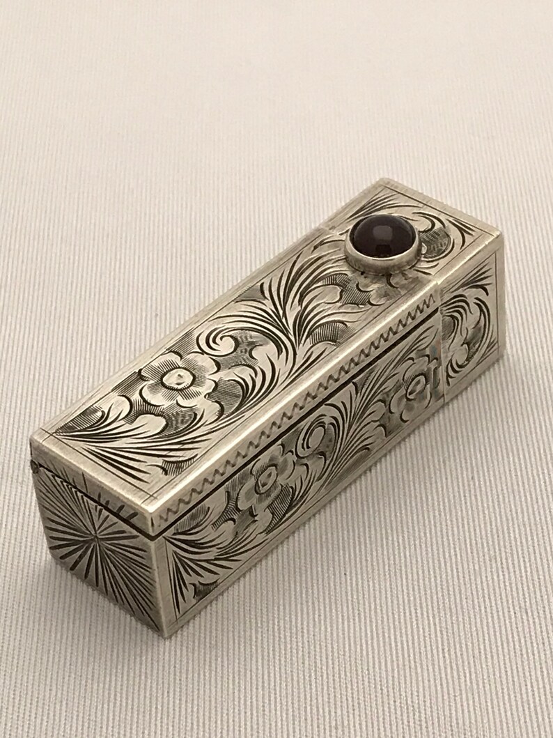Art Deco Lipstick CompactSilver Engraved Lipstick Case with Etsy