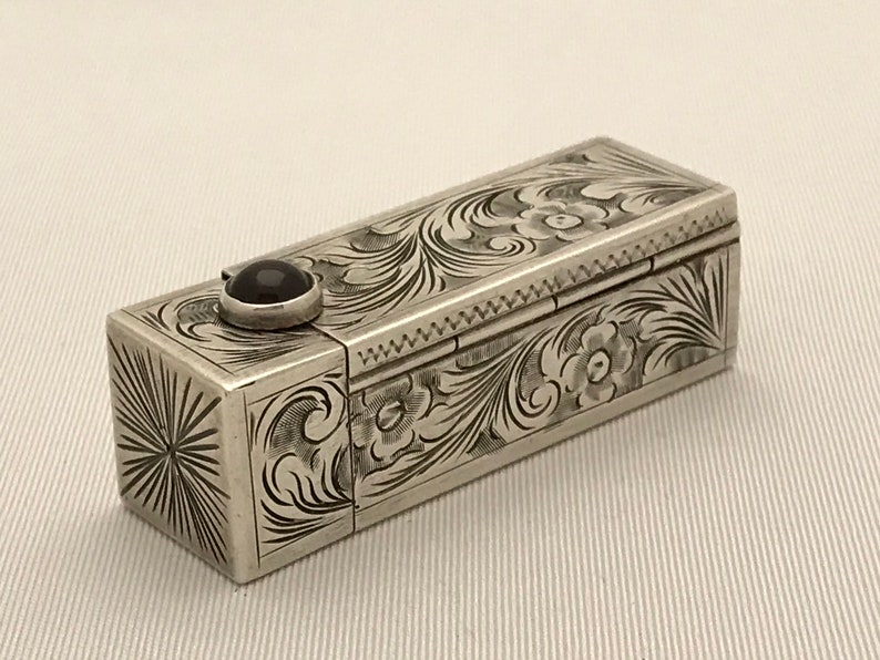 Art Deco Lipstick CompactSilver Engraved Lipstick Case with Etsy
