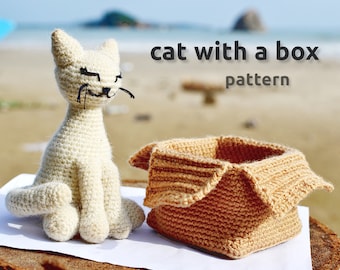 Crochet Cat Pattern: The Cat with a Box | Amigurumi Cat Crochet Pattern | PDF Crochet Pattern Cats | Amigurumi Cat