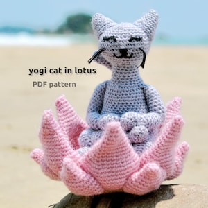 Patrón Amigurumi Crochet Gato Yogui en el Loto / Patrón Gato Amigurumi Crochet / Patrón Amigurumi Gato Crochet / Patrón Amigurumi Gatito